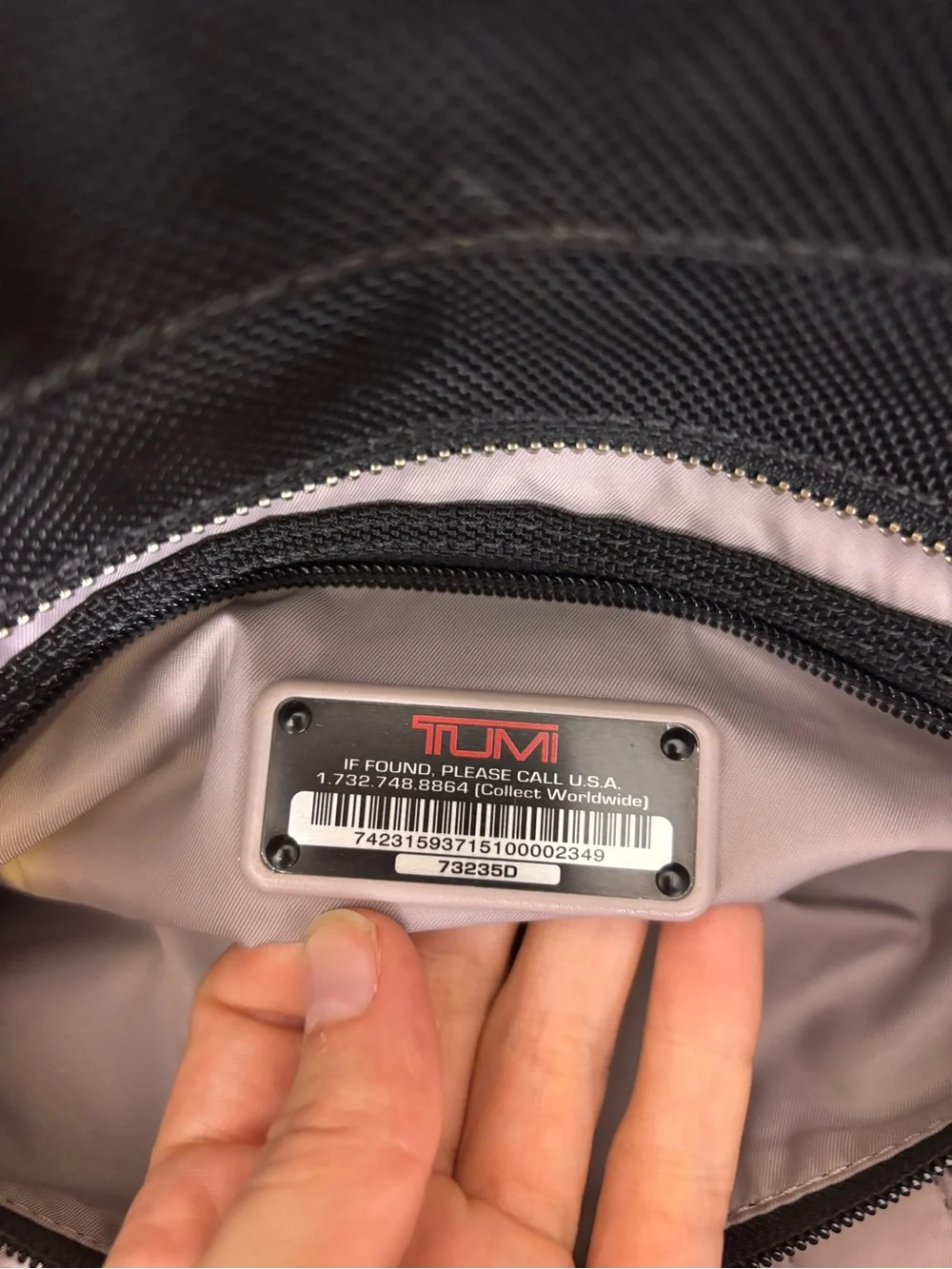 Tumi Black Canvas Laptop Tote with Leather Trim and Plaque Initials & Company